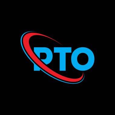 PTO logosu. PTO mektubu. PTO mektup logosu tasarımı. Çember ve büyük harfli monogram logosuna bağlı baş harfler PTO logosu. Teknoloji, iş ve emlak markası için PTO tipografisi.