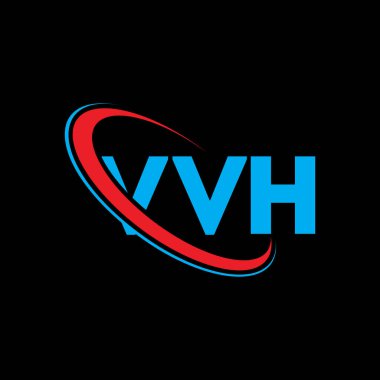 VVH logosu. VVH mektubu. VVH harf logosu tasarımı. Çember ve büyük harfli monogram logosuna bağlı VVH logosu. Teknoloji, iş ve emlak markası için VVH tipografisi.