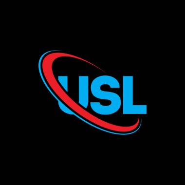 USL logosu. USL mektubu. USL mektup logosu tasarımı. Çember ve büyük harfli monogram logosuna bağlı USL logosu. Teknoloji, iş ve emlak markası için USL tipografisi.