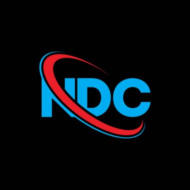 NDC logosu. NDC mektubu. NDC mektup logosu tasarımı. Çember ve büyük harfli monogram logosuna bağlı baş harfler NDC logosu. NDC teknoloji, iş ve emlak markası tipografisi.