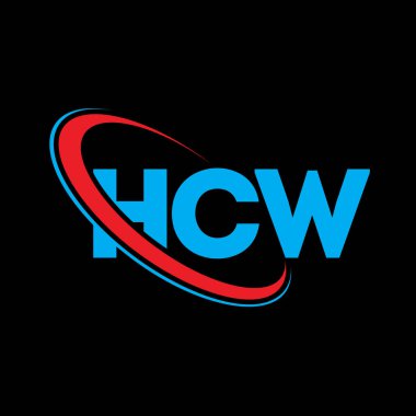 HCW logosu. HCW mektubu. HCW harf logosu tasarımı. Çember ve büyük harfli monogram logosuna bağlı HCW logosu. Teknoloji, iş ve emlak markası için HCW tipografisi.