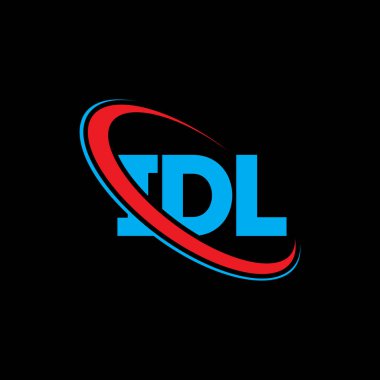 IDL logosu. IDL mektubu. IDL harf logosu tasarımı. Daire ve büyük harfli monogram logosuna bağlı ilk IDL logosu. Teknoloji, iş ve emlak markası için IDL tipografisi.