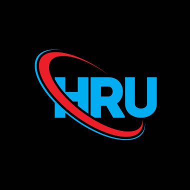 HRU logosu. HRU mektubu. HRU mektup logosu tasarımı. Çember ve büyük harfli monogram logosuyla HRU logosunun baş harfleri. Teknoloji, iş ve emlak markası için HRU tipografisi.