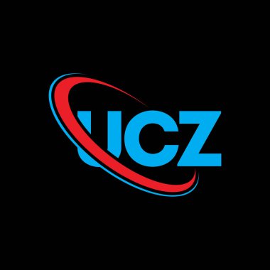 UCZ logosu. UCZ mektubu. UCZ harf logosu tasarımı. Çember ve büyük harfli monogram logosuna bağlı UCZ logosu. UCZ teknoloji, iş ve emlak markası tipografisi.