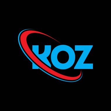 Koz logosu. KOZ harfi. KOZ harf logosu tasarımı. Çember ve büyük harfli monogram logosuna bağlı baş harfler KOZ logosu. Teknoloji, iş ve emlak markası için KOZ tipografisi.