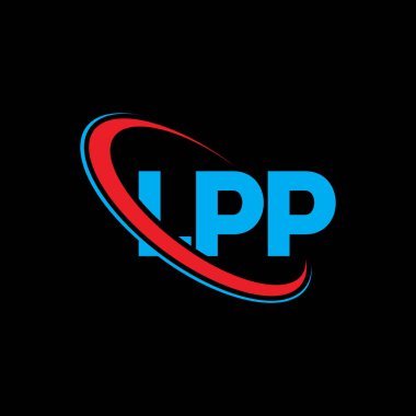 LPP logosu. LPP mektubu. LPP harf logosu tasarımı. Çember ve büyük harfli monogram logosuna bağlı ilk LPP logosu. Teknoloji, iş ve emlak markası için LPP tipografisi.
