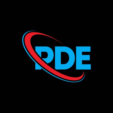 PDE logosu. PDE mektubu. PDE mektup logosu tasarımı. Çember ve büyük harfli monogram logosuna bağlı PDE logosu. Teknoloji, iş ve emlak markası için PDE tipografisi.