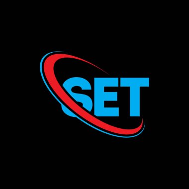 Logoyu ayarla. Mektup hazırla. Mektup logosu tasarımı. Çember ve büyük harfli monogram logosuna bağlı ilk SET logosu. Teknoloji, iş ve emlak markası için SET tipografisi.