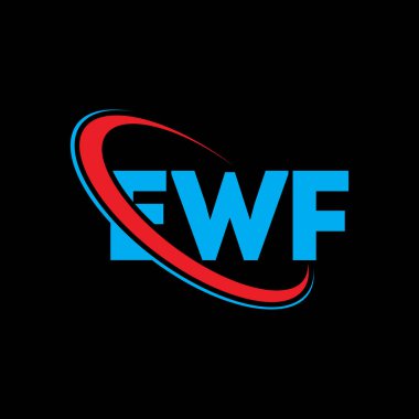 EWF logosu. EWF mektubu. EWF mektup logosu tasarımı. Çember ve büyük harfli monogram logosuyla EWF logosunun baş harfleri. Teknoloji, iş ve emlak markası için EWF tipografisi.