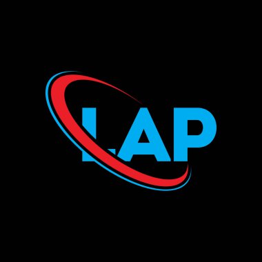 LAP logosu. LAP mektubu. LAP harf logosu tasarımı. Daireye ve büyük harfli monogram logosuna bağlı LAP logosu. Teknoloji, iş ve emlak markası için LAP tipografisi.