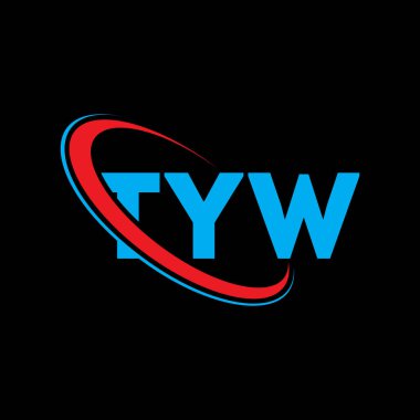 TYW logosu. TYW harfi. TYW harf logosu tasarımı. Çember ve büyük harfli monogram logosuna bağlı baş harfler TYW logosu. Teknoloji, iş ve emlak markası için TYW tipografisi.