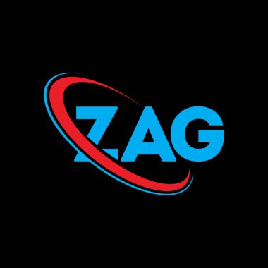 ZAG logosu. ZAG mektubu. ZAG harfi logo tasarımı. Çember ve büyük harfli monogram logosuna bağlı baş harfler ZAG logosu. Teknoloji, iş ve emlak markası için ZAG tipografisi.