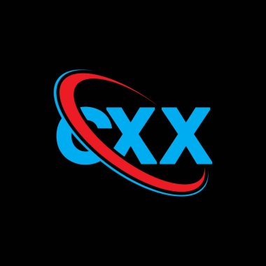 CXX logosu. CXX harfi. CXX harfli logo tasarımı. Çember ve büyük harfli monogram logosuna bağlı baş harfler. Teknoloji, iş ve emlak markası için CXX tipografisi.