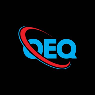 OEQ logosu. OEQ harfi. OEQ harfi logo tasarımı. Çember ve büyük harfli monogram logosuna bağlı baş harfler OEQ logosu. Teknoloji, iş ve emlak markası için OEQ tipografisi.