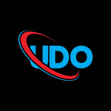 UDO logosu. UDO mektubu. UDO harfi logo tasarımı. Çember ve büyük harfli monogram logosuna bağlı UDO logosu. Teknoloji, iş ve emlak markası için UDO tipografisi.