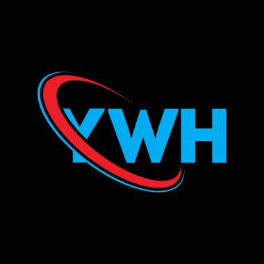 YWH logosu. YWH mektubu. YWH harf logosu tasarımı. Çember ve büyük harfli monogram logosuyla birleştirilmiş YWH logosu. Teknoloji, iş ve emlak markası için YWH tipografisi.