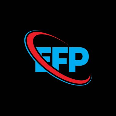 EFP logosu. EFP mektubu. EFP harf logosu tasarımı. Çember ve büyük harfli monogram logosuna bağlı baş harfler EFP logosu. Teknoloji, iş ve emlak markası için EFP tipografisi.