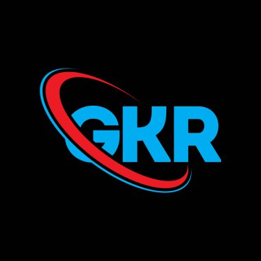 GKR logosu. GKR harfi. GKR harf logosu tasarımı. Çember ve büyük harfli monogram logosuyla birleştirilmiş GKR logosu. Teknoloji, iş ve emlak markası için GKR tipografisi.
