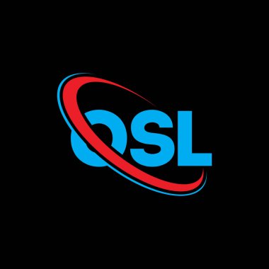 OSL logosu. OSL mektubu. OSL harf logosu tasarımı. Çember ve büyük harfli monogram logosuna bağlı ilk OSL logosu. Teknoloji, iş ve emlak markası için OSL tipografisi.