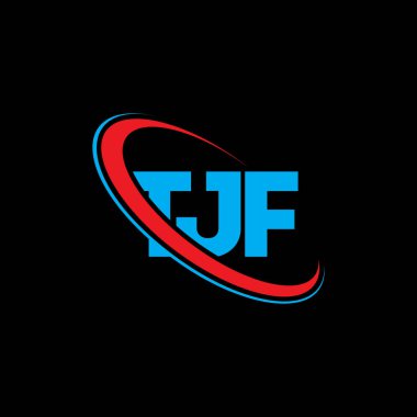 TJF logosu. TJF mektubu. TJF mektup logosu tasarımı. Çember ve büyük harfli monogram logosuna bağlı baş harfler TJF logosu. Teknoloji, iş ve emlak markası için TJF tipografisi.