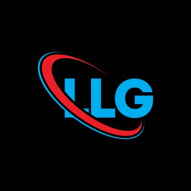 LLG logosu. LLG mektubu. LLG harf logosu tasarımı. Çember ve büyük harfli monogram logosuna bağlı ilk LLG logosu. Teknoloji, iş ve emlak markası için LLG tipografisi.