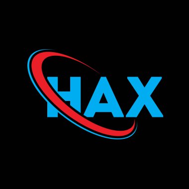 HAX logosu. HAX mektubu. HAX harfli logo tasarımı. Çember ve büyük harfli monogram logosuyla birleştirilmiş HAX logosu. Teknoloji, iş ve emlak markası için HAX tipografisi.