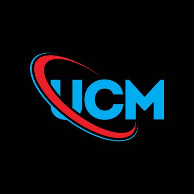 UCM logosu. UCM mektubu. UCM mektup logosu tasarımı. Çember ve büyük harfli monogram logosuna bağlı UCM logosu. UCM teknoloji, iş ve emlak markası tipografisi.
