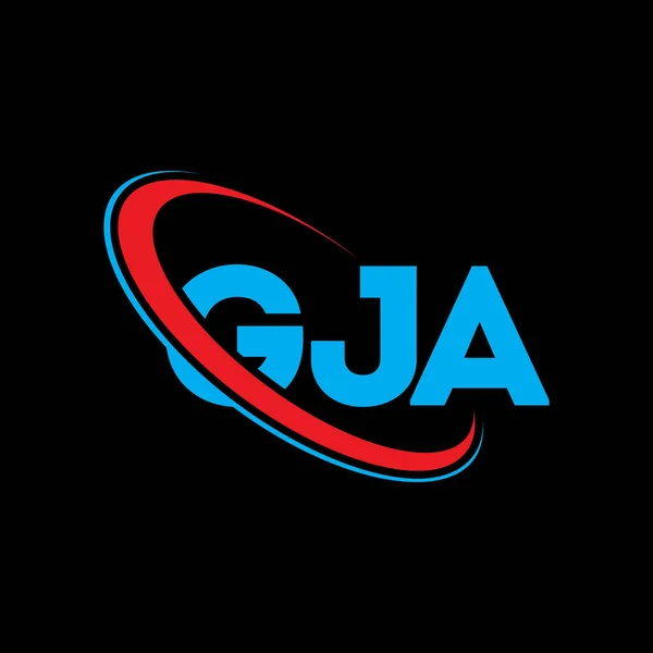 Gjaロゴ Gjaの手紙 Gjaレターロゴデザイン 初期のGjaロゴはサークルと大文字のモノグラムロゴとリンクされています テクノロジー ビジネス 不動産ブランドのためのGjaタイポグラフィ — ストックベクタ