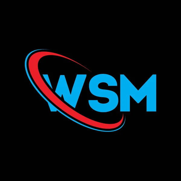 Wsm Logosu Wsm Mektubu Wsm Mektup Logosu Tasarımı Çember Büyük — Stok Vektör