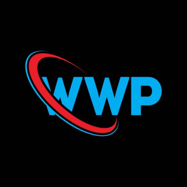 WWP logosu. WWP mektubu. WWP mektup logosu tasarımı. Çember ve büyük harfli monogram logosuna bağlı WWP logosu. WWP teknoloji, iş ve emlak markası tipografisi.