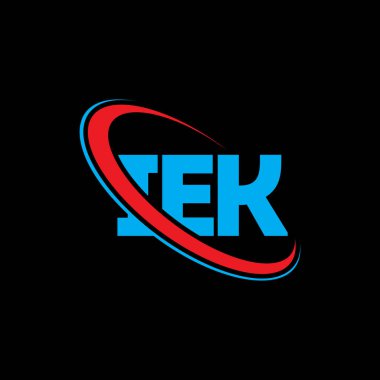 IEK logosu. IEK mektubu. IEK mektup logosu tasarımı. Çember ve büyük harfli monogram logosuna bağlı baş harfler IEK logosu. Teknoloji, iş ve emlak markası için IEK tipografisi.