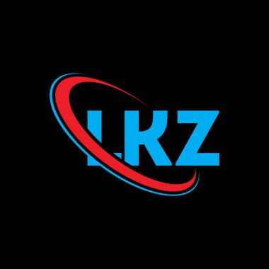 LKZ logosu. LKZ harfi. LKZ harf logosu tasarımı. Çember ve büyük harfli monogram logosuna bağlı ilk LKZ logosu. Teknoloji, iş ve emlak markası için LKZ tipografisi.
