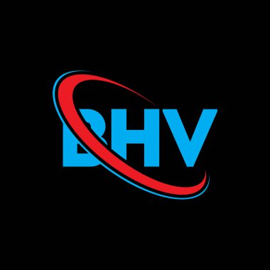 BHV logosu. BHV mektubu. BHV harf logosu tasarımı. Çember ve büyük harfli monogram logosuna bağlı baş harfler BHV logosu. Teknoloji, iş ve emlak markası için BHV tipografisi.