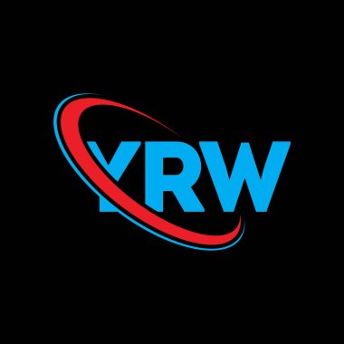 YRW logosu. YRW mektubu. YRW harf logosu tasarımı. Çember ve büyük harfli monogram logosuna bağlı baş harfler YRW logosu. Teknoloji, iş ve emlak markası için YRW tipografisi.