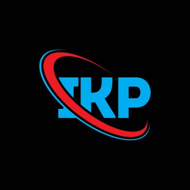 IKP logosu. IKP mektubu. IKP mektup logosu tasarımı. Çember ve büyük harfli monogram logosuna bağlı ilk IKP logosu. Teknoloji, iş ve emlak markası için IKP tipografisi.