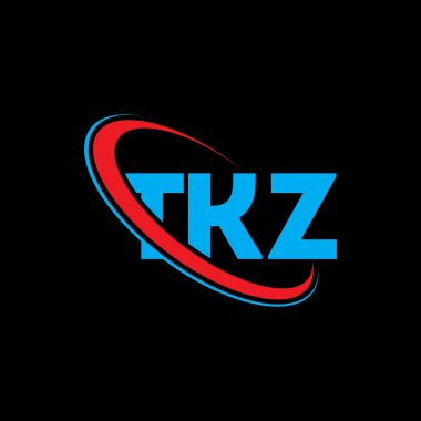 TKZ logosu. TKZ harfi. TKZ harf logosu tasarımı. Çember ve büyük harfli monogram logosuna bağlı TKZ logosu. Teknoloji, iş ve emlak markası için TKZ tipografisi.