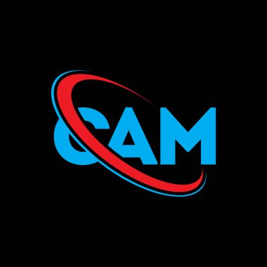 CAM logosu. CAM harfi. CAM harf logosu tasarımı. Çember ve büyük harfli monogram logosuna bağlı CAM logosu. Teknoloji, iş ve emlak markası için CAM tipografisi.