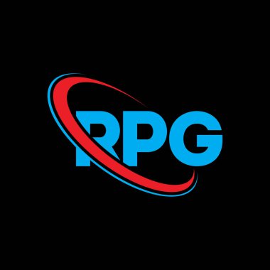 RPG logosu. RPG mektubu. RPG harf logosu tasarımı. Çember ve büyük harfli monogram logosuyla birleştirilmiş RPG logosu. Teknoloji, iş ve emlak markası için RPG tipografisi.
