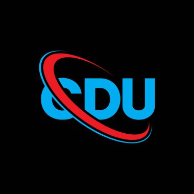 CDU logosu. CDU mektubu. CDU mektup logosu tasarımı. Çember ve büyük harfli monogram logosuna bağlı CDU logosu. Teknoloji, iş ve emlak markası için CDU tipografisi.