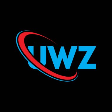 UWZ logosu. UWZ harfi. UWZ harf logosu tasarımı. Çember ve büyük harfli monogram logosuyla birleştirilmiş UWZ logosu. Teknoloji, iş ve emlak markası için UWZ tipografisi.