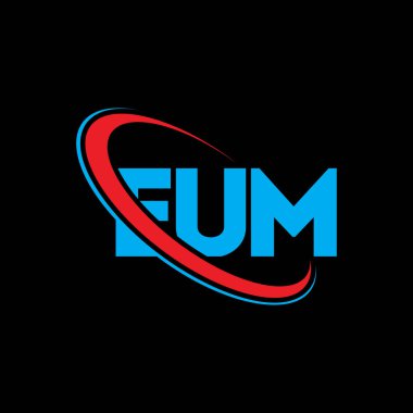 EUM logosu. EUM mektubu. EUM mektup logosu tasarımı. Çember ve büyük harfli monogram logosuna bağlı baş harfler EUM logosu. Teknoloji, iş ve emlak markası için EUM tipografisi.