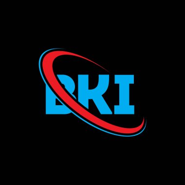 BKI logosu. BKI mektubu. BKI harf logosu tasarımı. Çember ve büyük harfli monogram logosuyla birleştirilmiş BKI logosu. Teknoloji, iş ve emlak markası için BKI tipografisi.