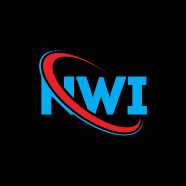 NWI logosu. NWI mektubu. NWI harf logosu tasarımı. Çember ve büyük harfli monogram logosuna bağlı NWI logosu. Teknoloji, iş ve emlak markası için NWI tipografisi.