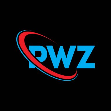 PWZ logosu. PWZ harfi. PWZ harf logosu tasarımı. Çember ve büyük harfli monogram logosuyla PWZ logosunun baş harfleri. Teknoloji, iş ve emlak markası için PWZ tipografisi.