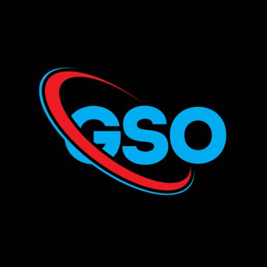 GSO logosu. GSO mektubu. GSO harf logosu tasarımı. Çember ve büyük harfli monogram logosuna bağlı baş harfler GSO logosu. Teknoloji, iş ve emlak markası için GSO tipografisi.