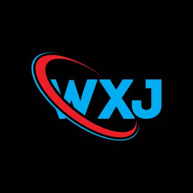 WXJ logosu. WXJ mektubu. WXJ harf logosu tasarımı. Çember ve büyük harfli monogram logosuna bağlı WXJ logosu. Teknoloji, iş ve emlak markası için WXJ tipografisi.