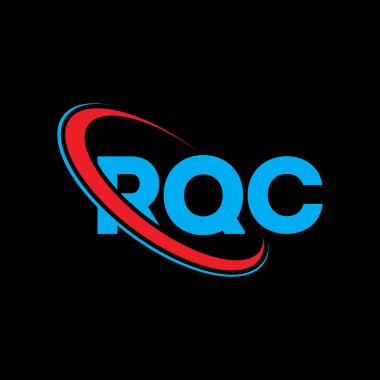 RQC logosu. RQC mektubu. RQC harf logosu tasarımı. Çember ve büyük harfli monogram logosuna bağlı RQC logosu. Teknoloji, iş ve emlak markası için RQC tipografisi.