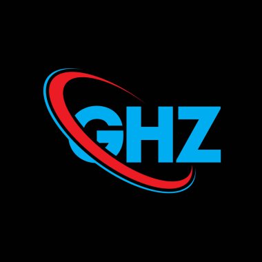 GHZ logosu. GHZ mektubu. GHZ harf logosu tasarımı. Çember ve büyük harfli monogram logosuyla birleştirilmiş baş harfleri GHZ logosu. Teknoloji, iş ve emlak markası için GHZ tipografisi.