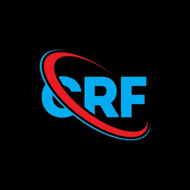 CRF logosu. CRF mektubu. CRF harf logosu tasarımı. Çember ve büyük harfli monogram logosuyla birleştirilmiş CRF logosu. Teknoloji, iş ve emlak markası için CRF tipografisi.