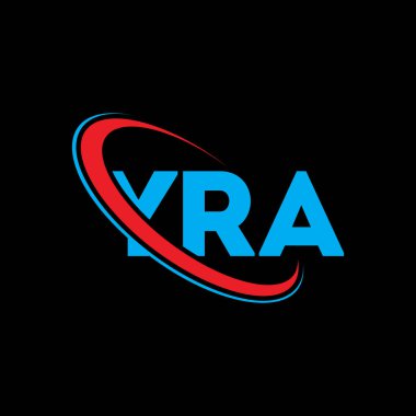 YRA logosu. YRA mektubu. YRA harf logosu tasarımı. Çember ve büyük harfli monogram logosuna bağlı baş harfler YRA logosu. Teknoloji, iş ve emlak markası için YRA tipografisi.